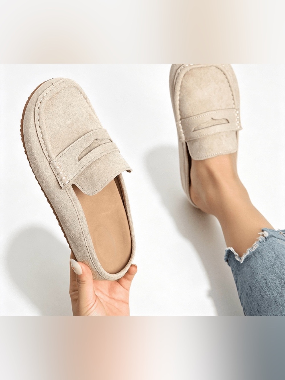 Women's BRAND NEW Faux Suede Penny Loafer Mule Clogs, Casual Backless Loafers - Picture 8 of 8